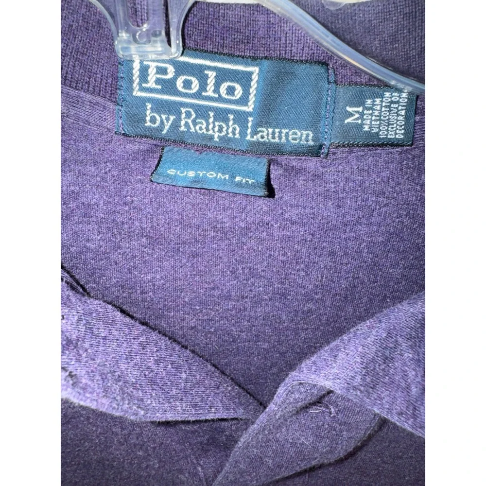Polo Ralph Lauren Mens Custom Fit Purple Heather Mesh Polo Shirt Yellow Pony M